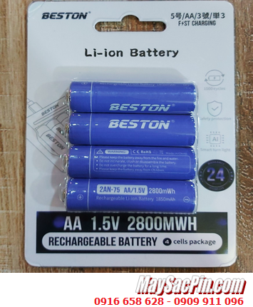 Beston 2AN-75, Pin sạc Lithium Li-ion 1.5v AA Beston 2AM-75 (với 2800mWh=1850mAh) /Vỉ 4viên